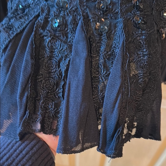 The Pyramid Collection Black Smocked Embellished Blouse - Picture 5 of 5